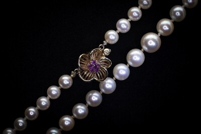 14k Gold Pearl and Sapphire Necklace