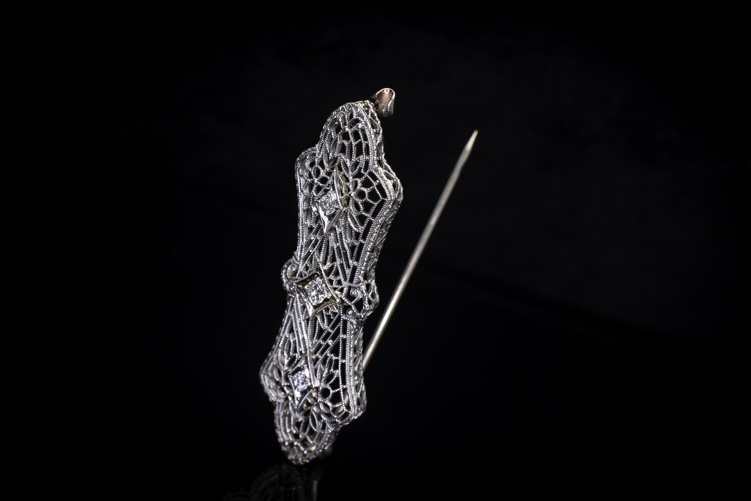 14k Gold Brooch with Diamonds