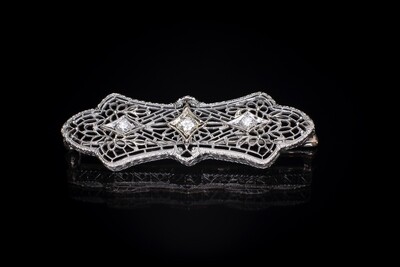 14k Gold Brooch with Diamonds