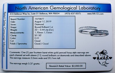 14k White Gold Diamond Hoop Earrings