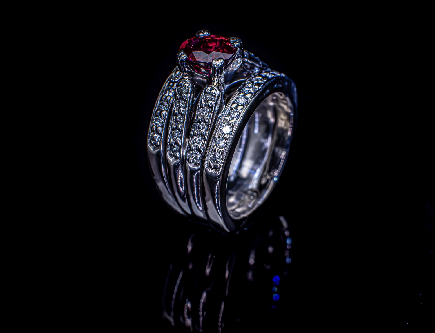 Ruby and Diamond Wedding Set