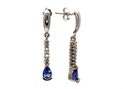 14k Gold Earrings with Gemstones and Diamonds