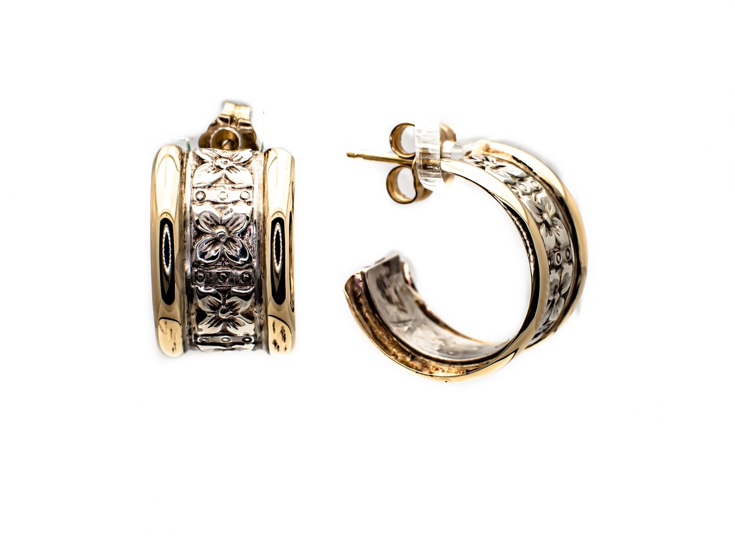 10k Gold Earrings with Silver flowers