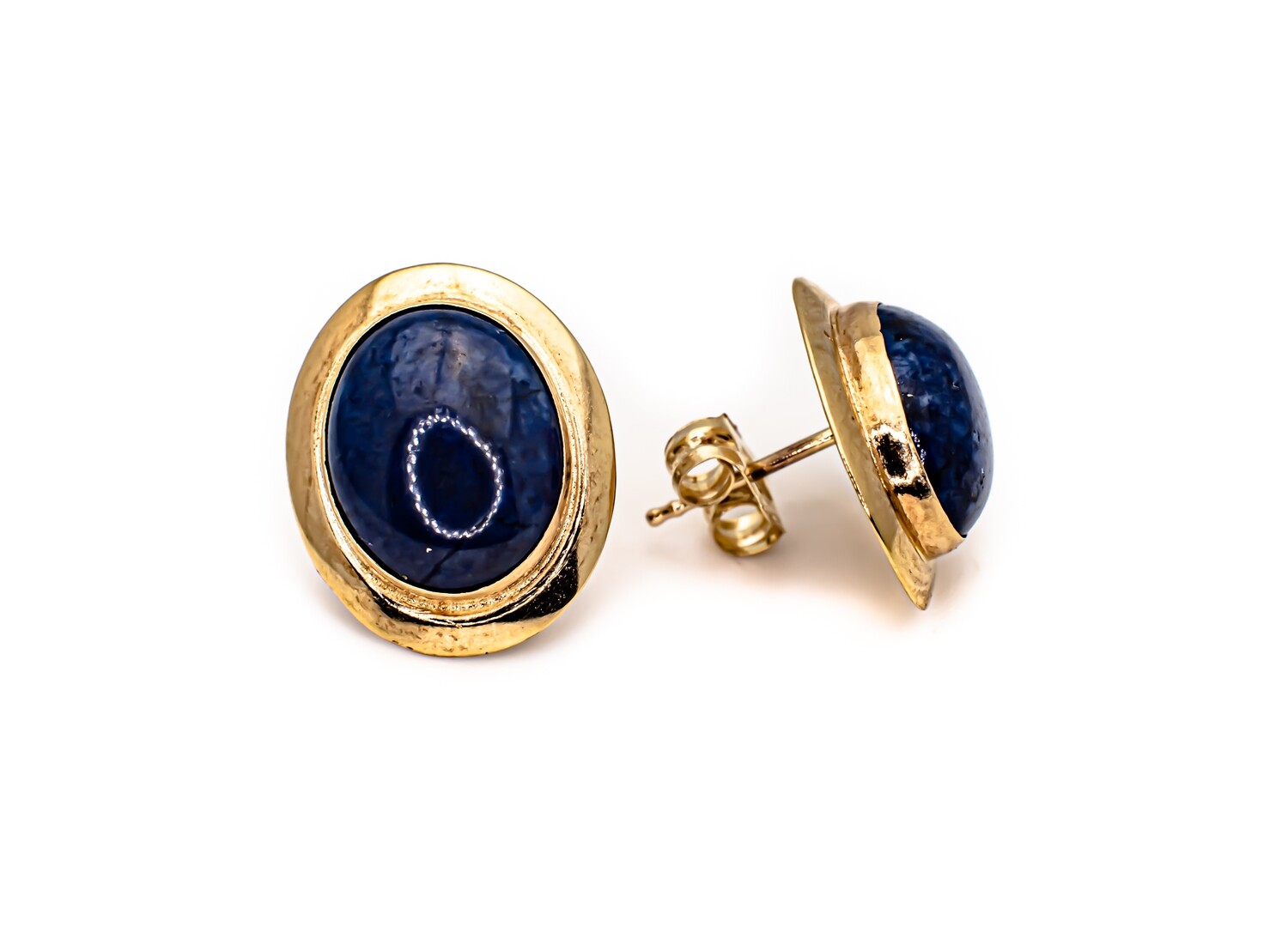14k Gold Earrings with blue Gemstones