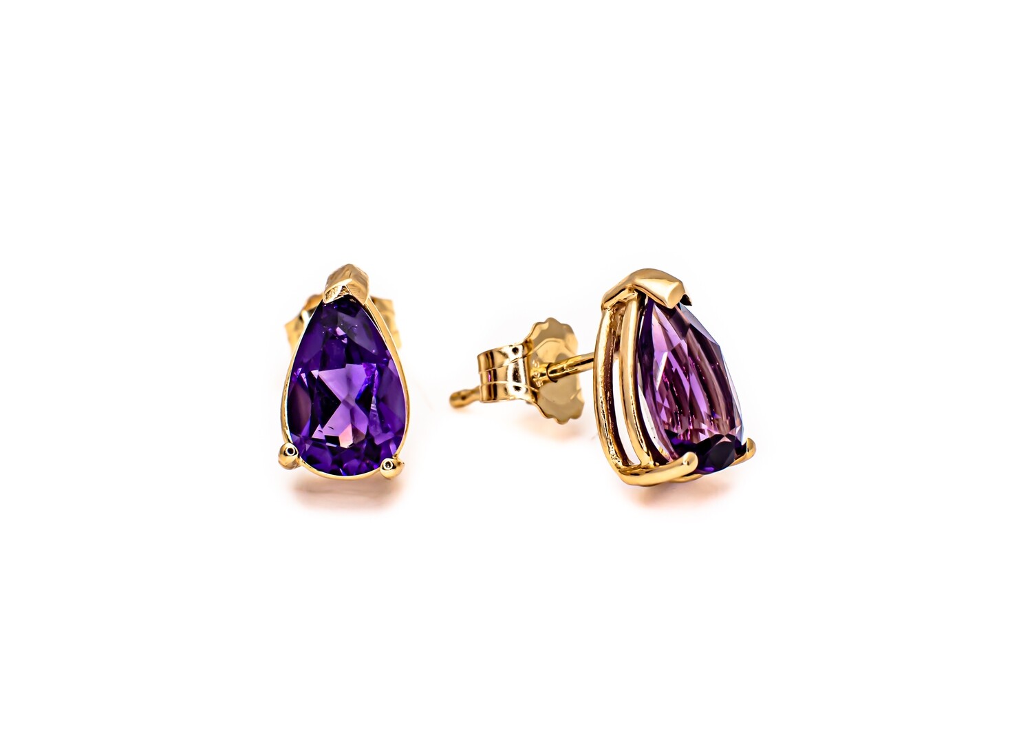 14k Gold Earrings with Purple Gemstones