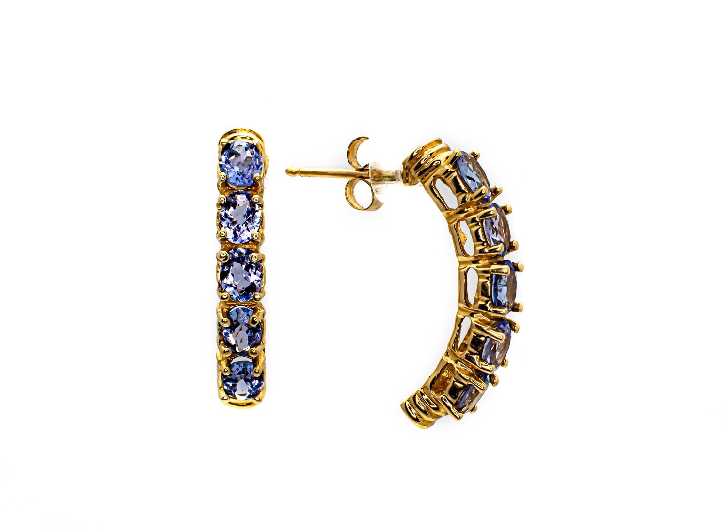 14k Gold Earrings with Blue Gemstones