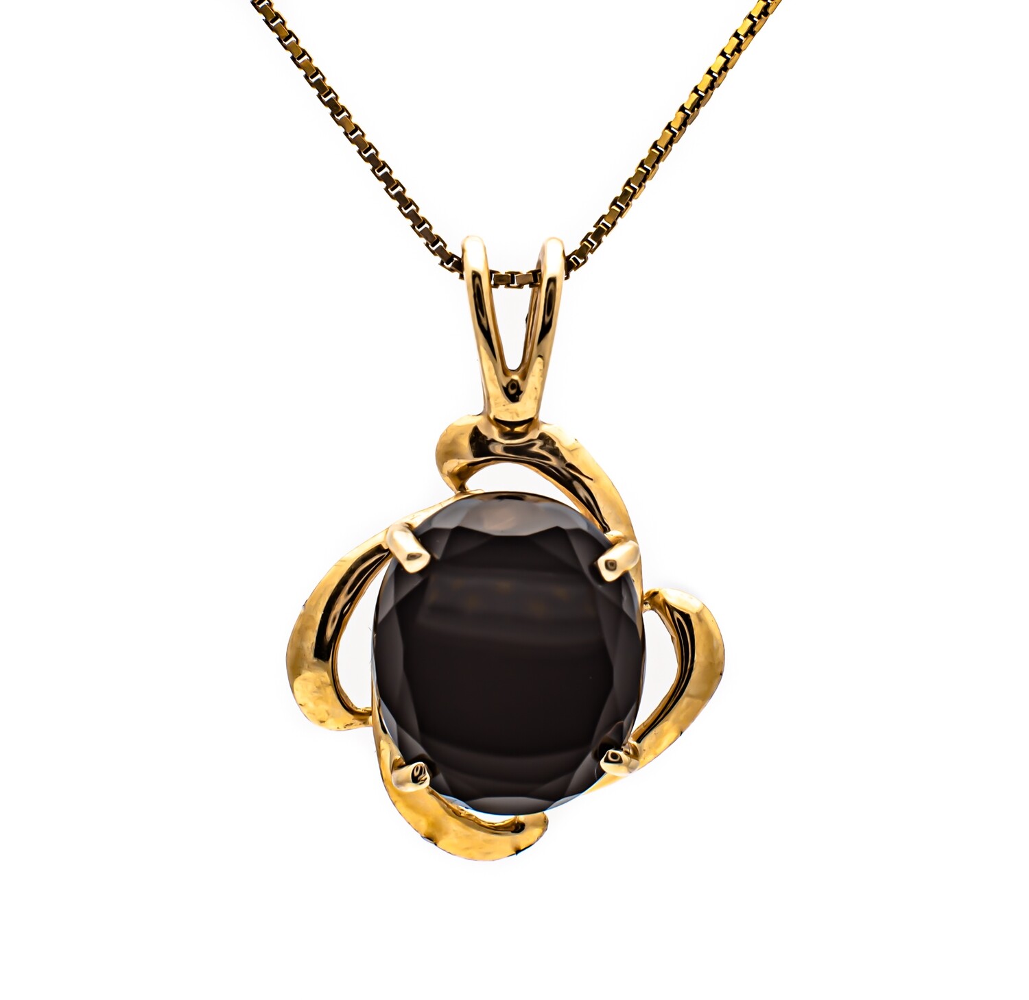 14k Gold Necklace with Black Gemstone