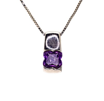 14k Gold Necklace with Purple Gemstone