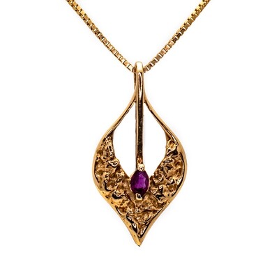 14k Gold Necklace with Spinel stone