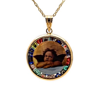 14k Gold Pendant with an Angel in the glass.