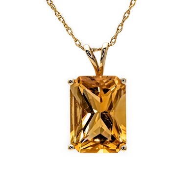 14k Gold Pendant with Yellow Gemstone