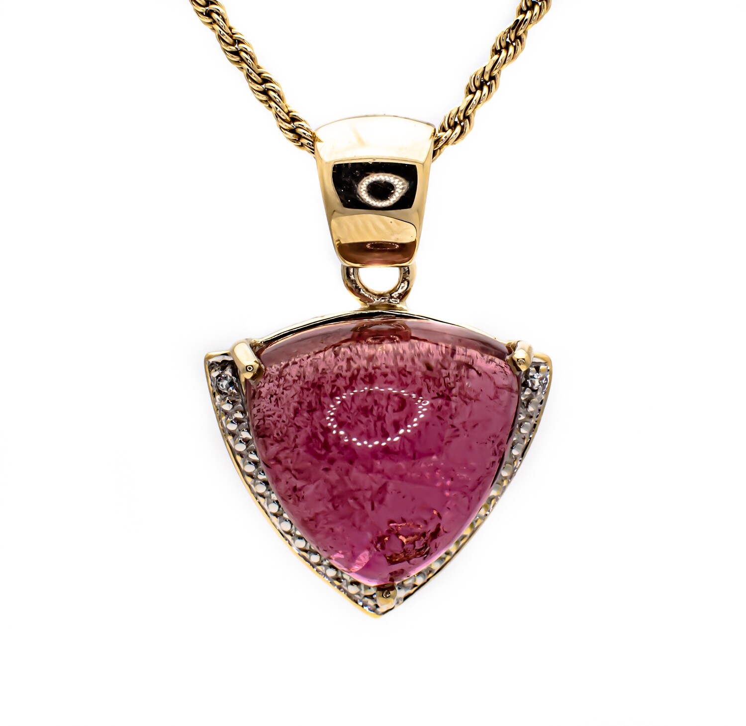 10k Gold Pendant with pink Gemstone.