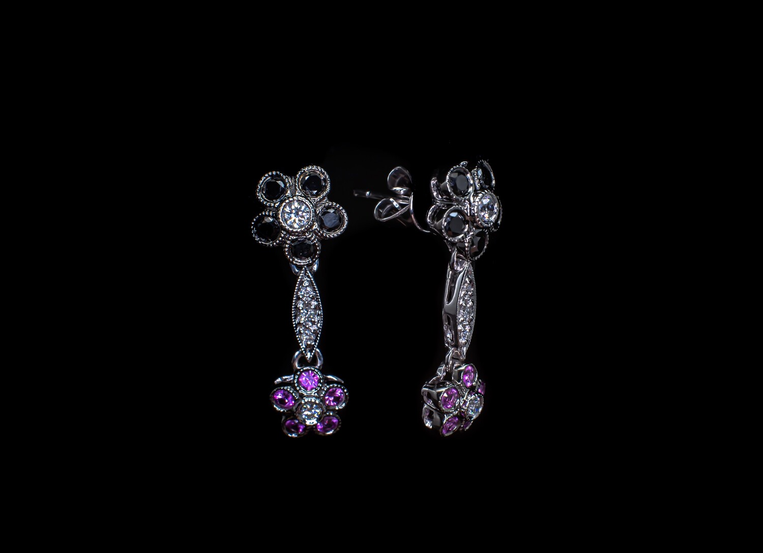 18k Gold Gemstone and Diamond Earrings