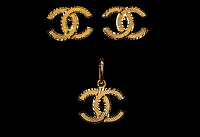 21k Gold Set (Earrings+Pendant)
