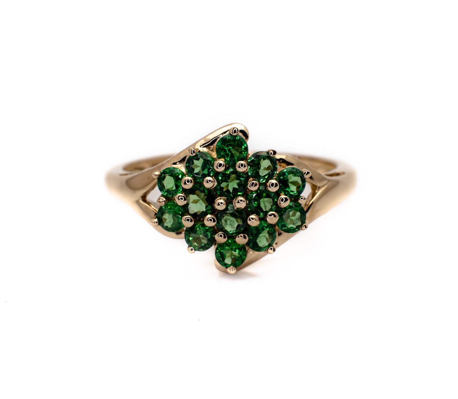 14k Gold Ring with Green Gemstones