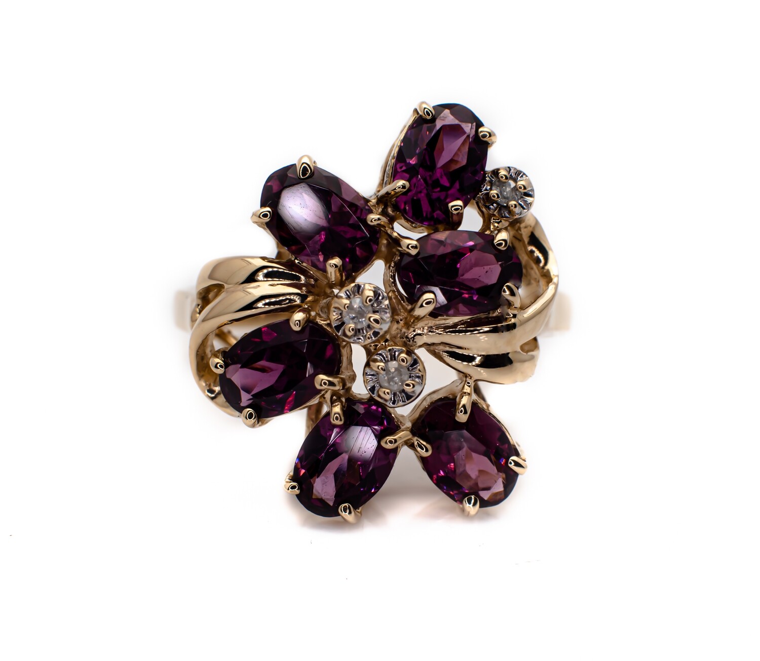 14k Gold Ring with Gemstones and Diamonds