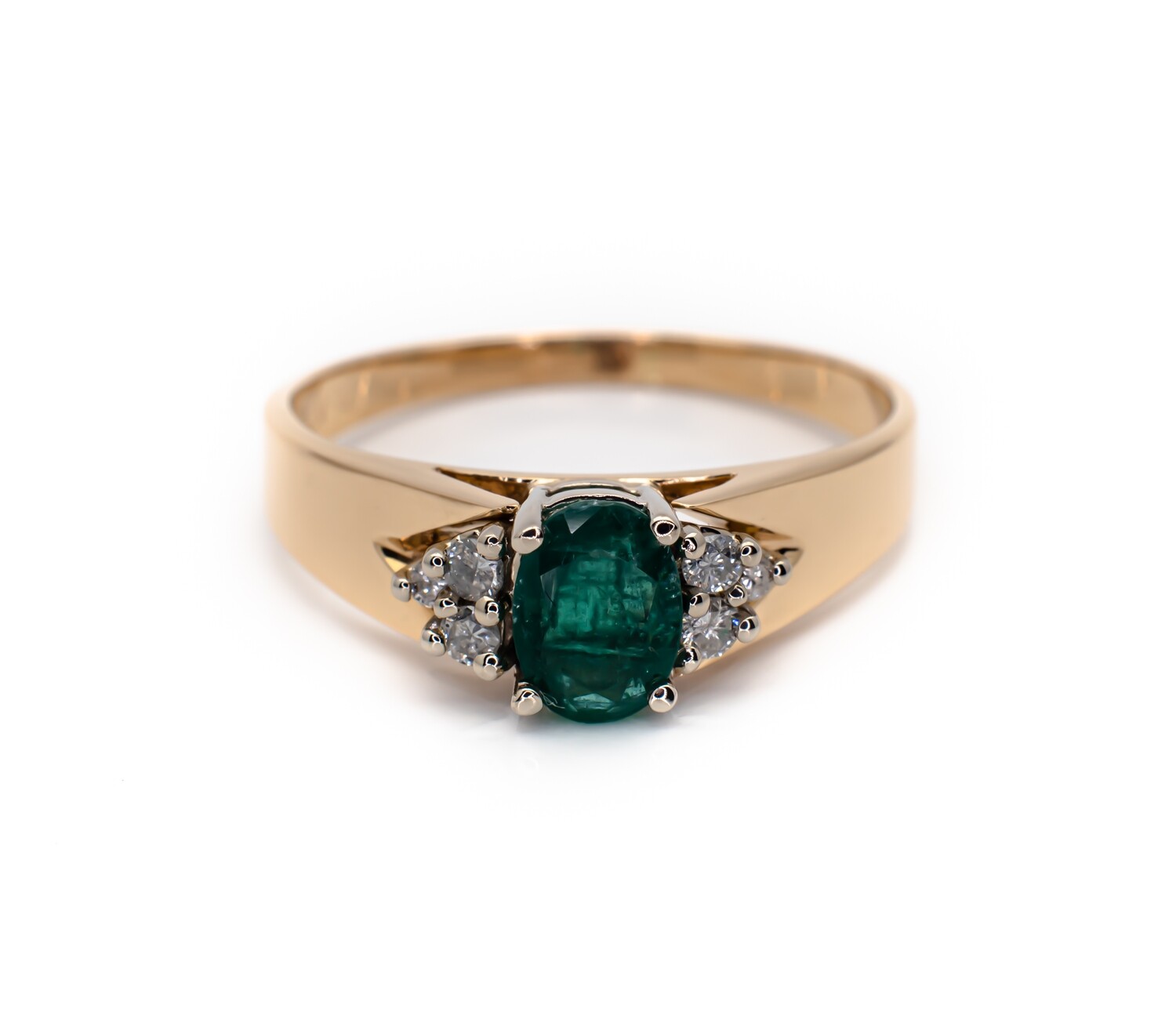 14K Gold Emerald and Diamond Ring Size 10