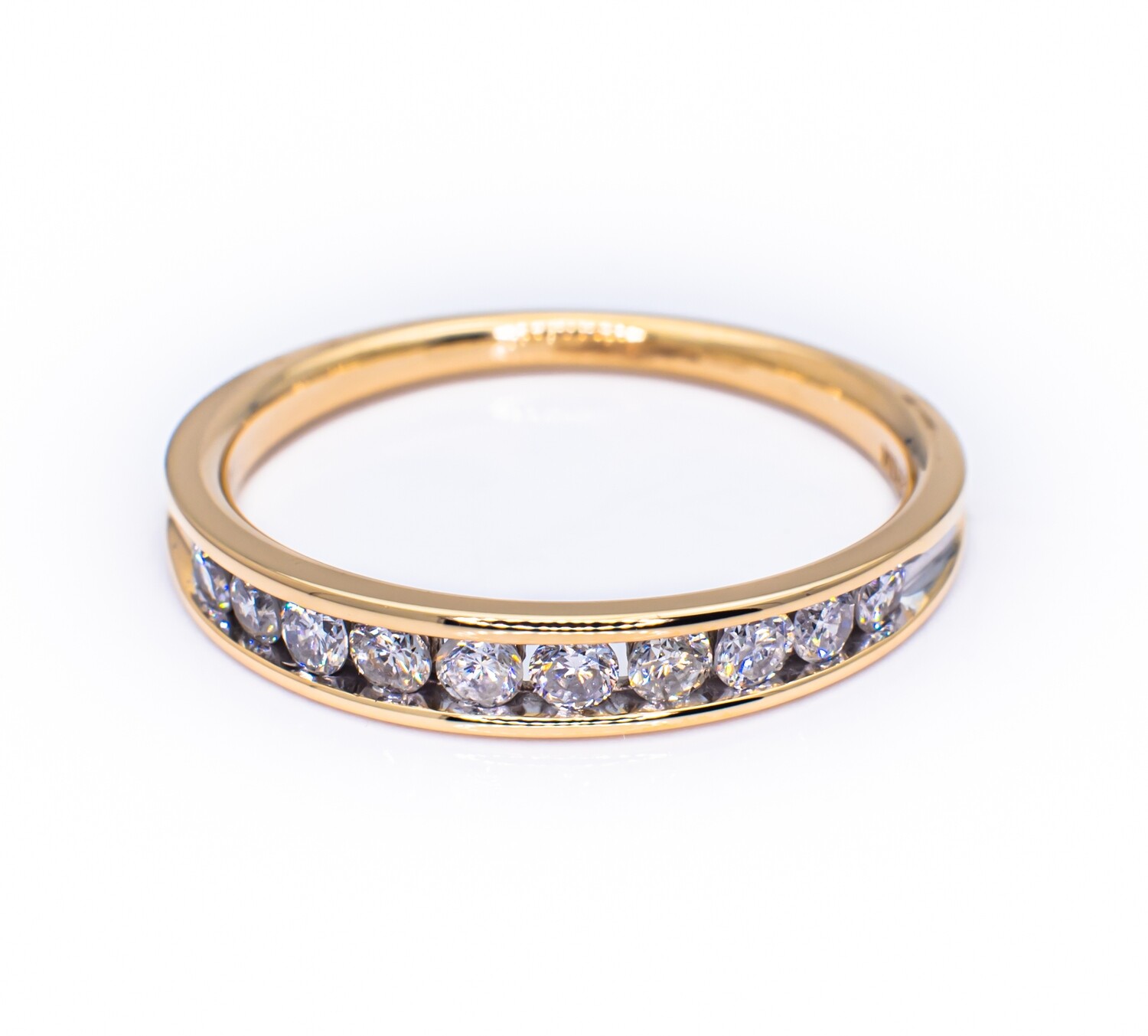 14K Yellow Gold Ring with Prong Set Diamonds
