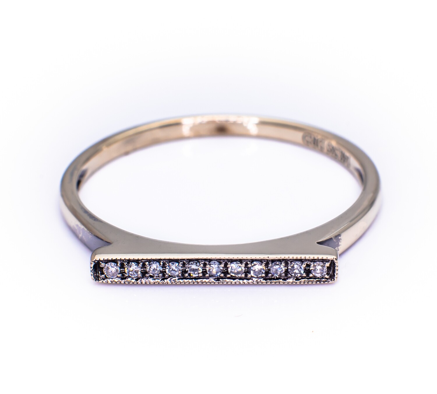 14K White Gold Ring with Prong Set Diamonds