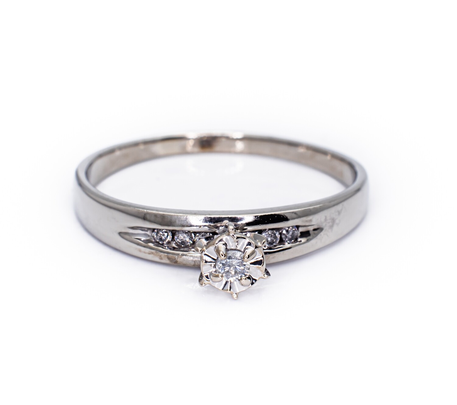 10K White Gold Ring with Diamonds. Size - 9