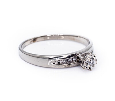 10K White Gold Ring with Diamonds. Size - 9