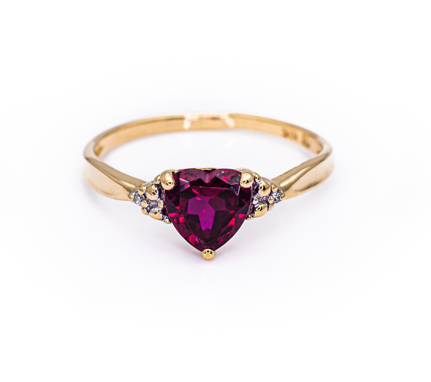 10K Yellow Gold Ring with Ruby and Diamonds. Size - 6 1/2