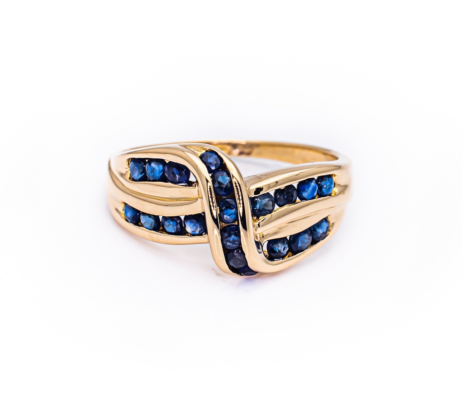 14K Yellow Gold Ring with Sapphires. Size - 8