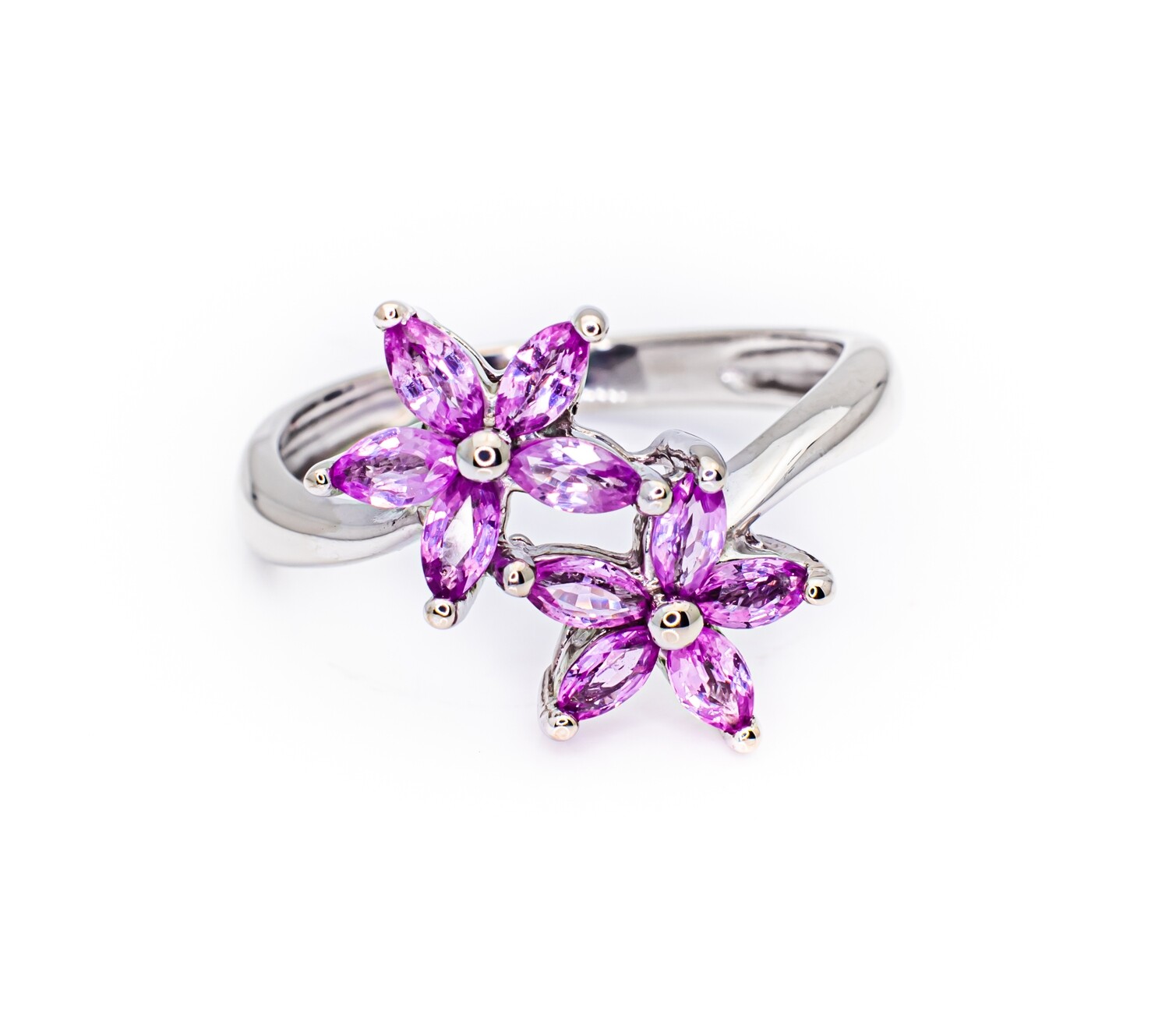 14K White Gold Ring with Pink Topaz. Size - 7 1/4