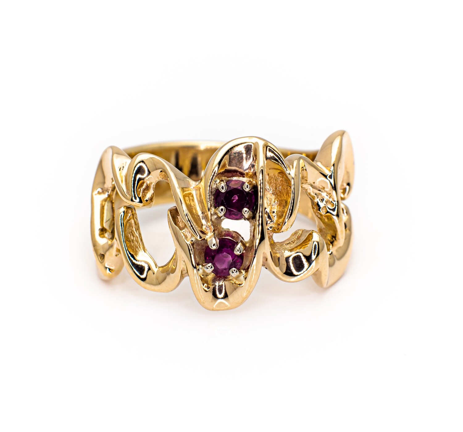 14K Yellow Gold Ring with Ruby. Size - 6