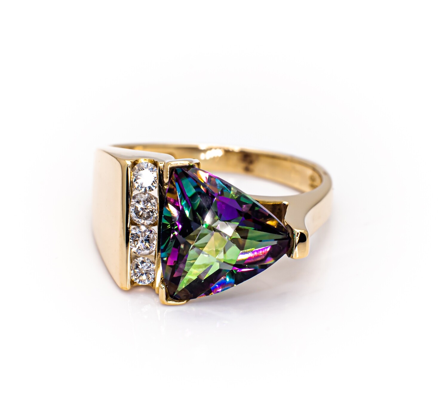 14k Yellow Gold Mystic Topaz Ring