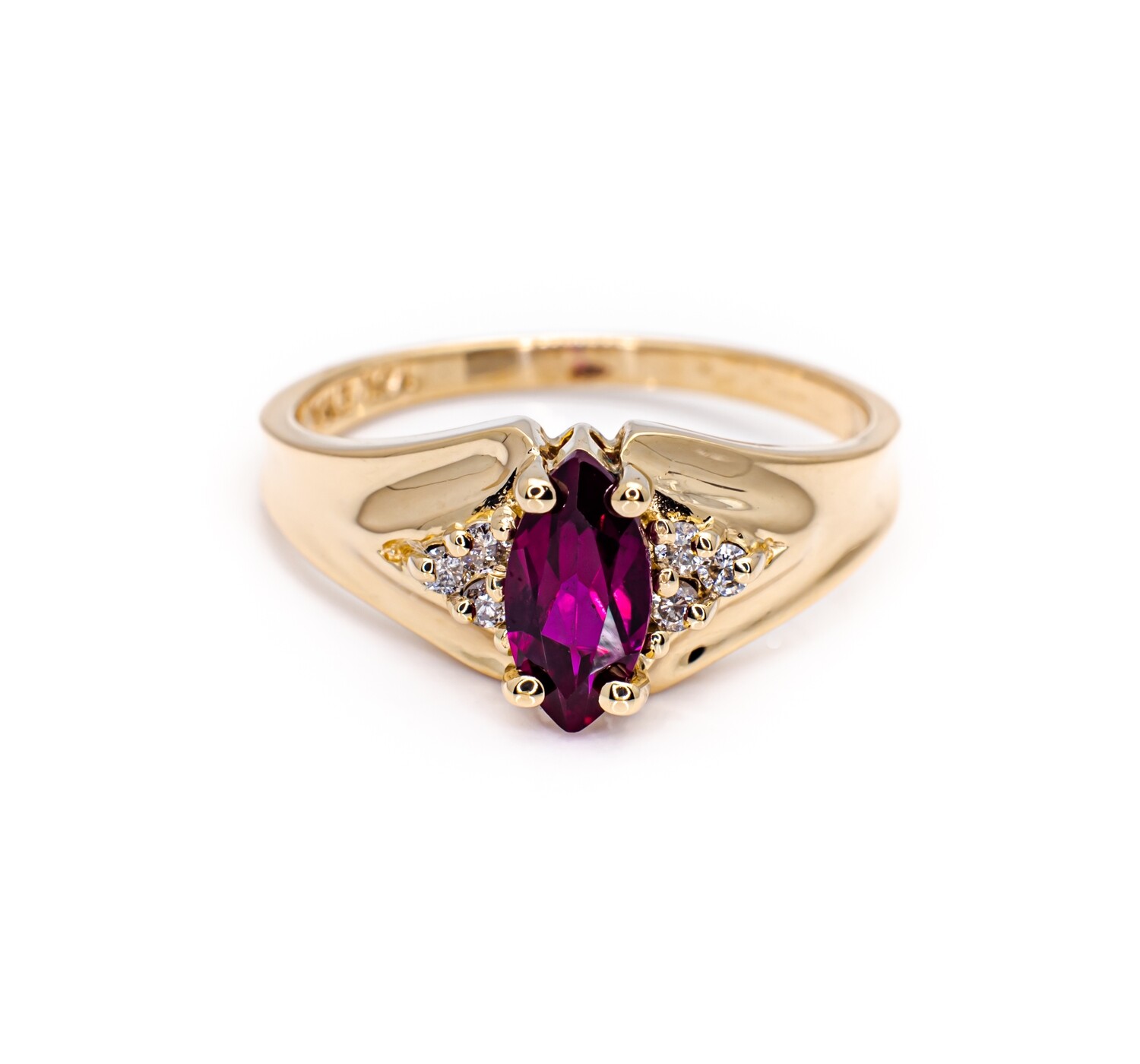 14K Gold Ring with Ruby and Diamonds. Size - 7