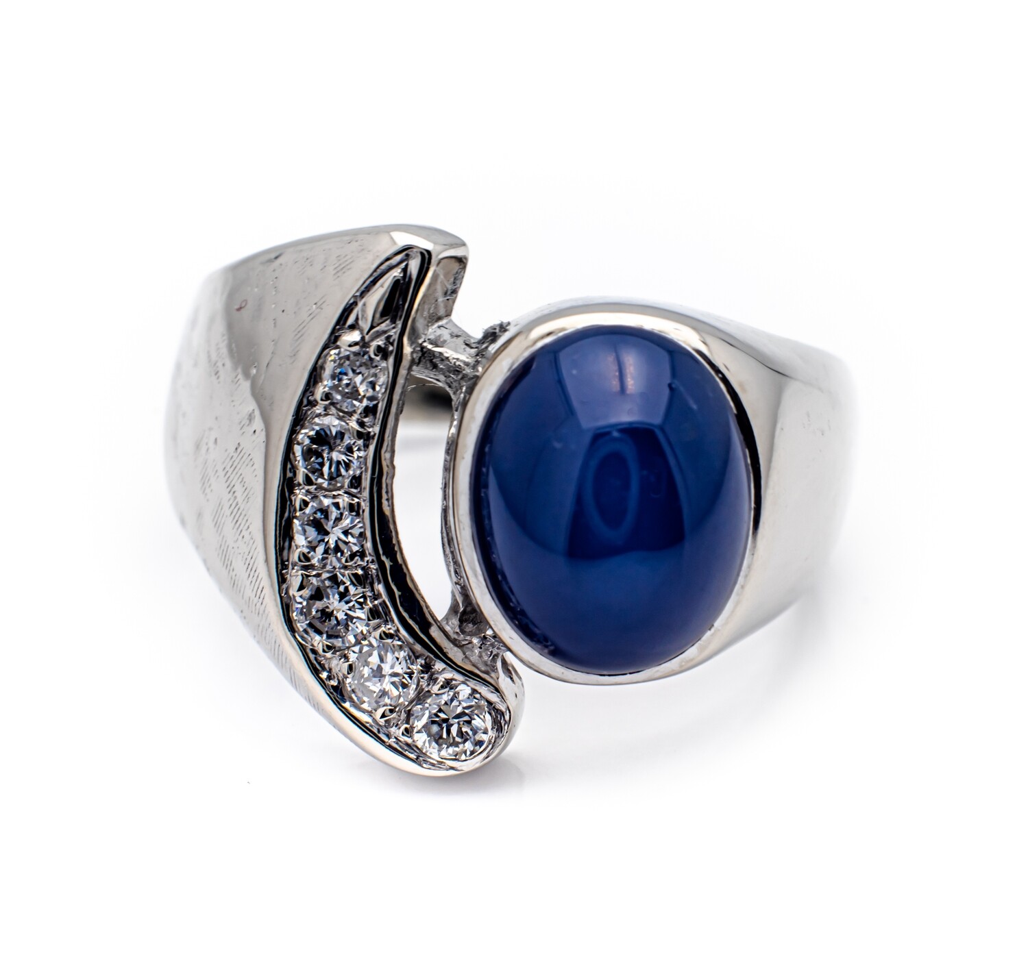 14k White Gold Sapphire and Diamond Ring Size 8