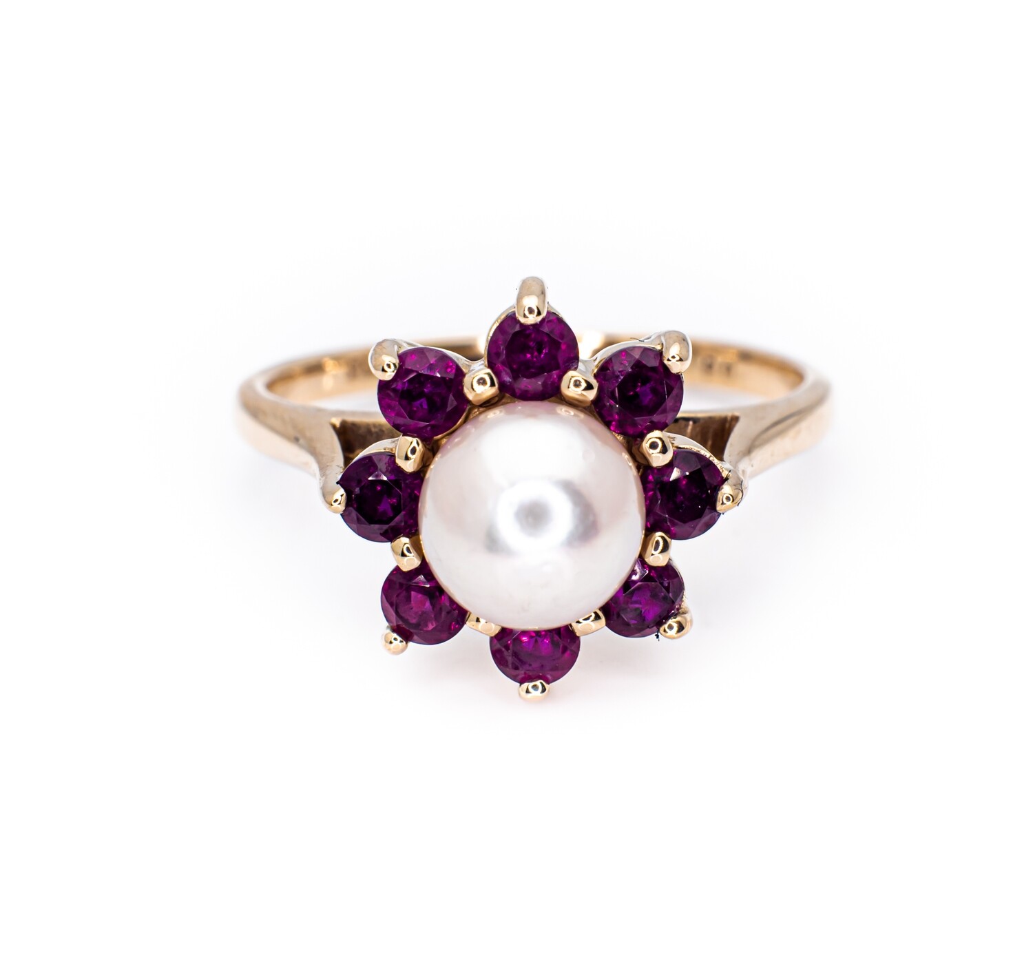 14K Yellow Gold Ring with Pearl and Pink Topaz