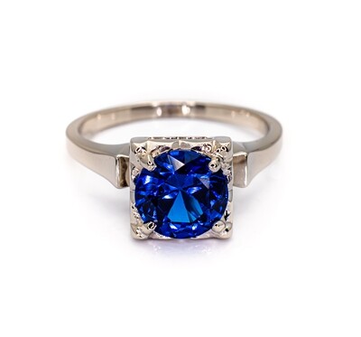 14K White Gold Ring with Blue Topaz. Size - 5 1/4