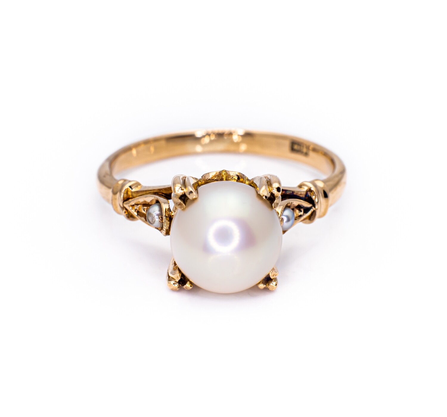 14K Yellow Gold Ring with Pearls