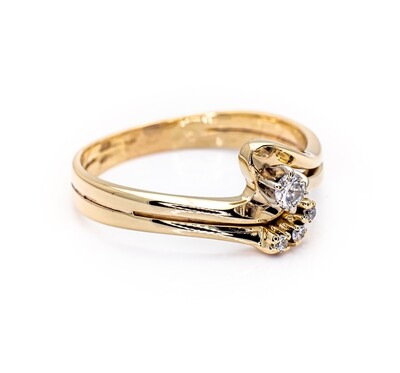 14K Yellow Gold Rings with Diamonds. Size - 7 3/4