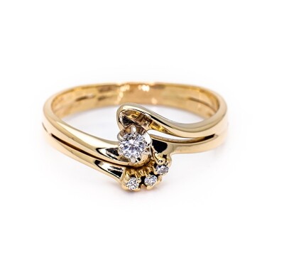 14K Yellow Gold Rings with Diamonds. Size - 7 3/4