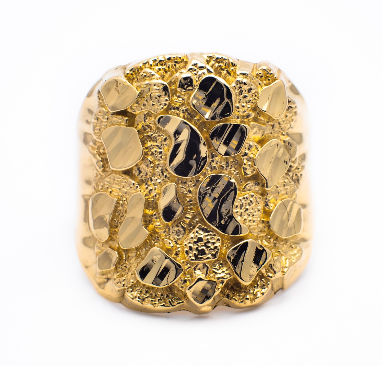 10K Yellow Gold Men Ring &#39;Nuggets&#39;. Size - 8