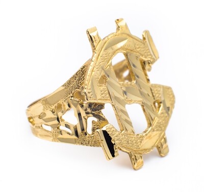 10K Yellow Men Ring '$'. Size - 10