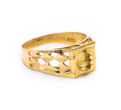 10K Yellow Gold Ring "J". Size - 7