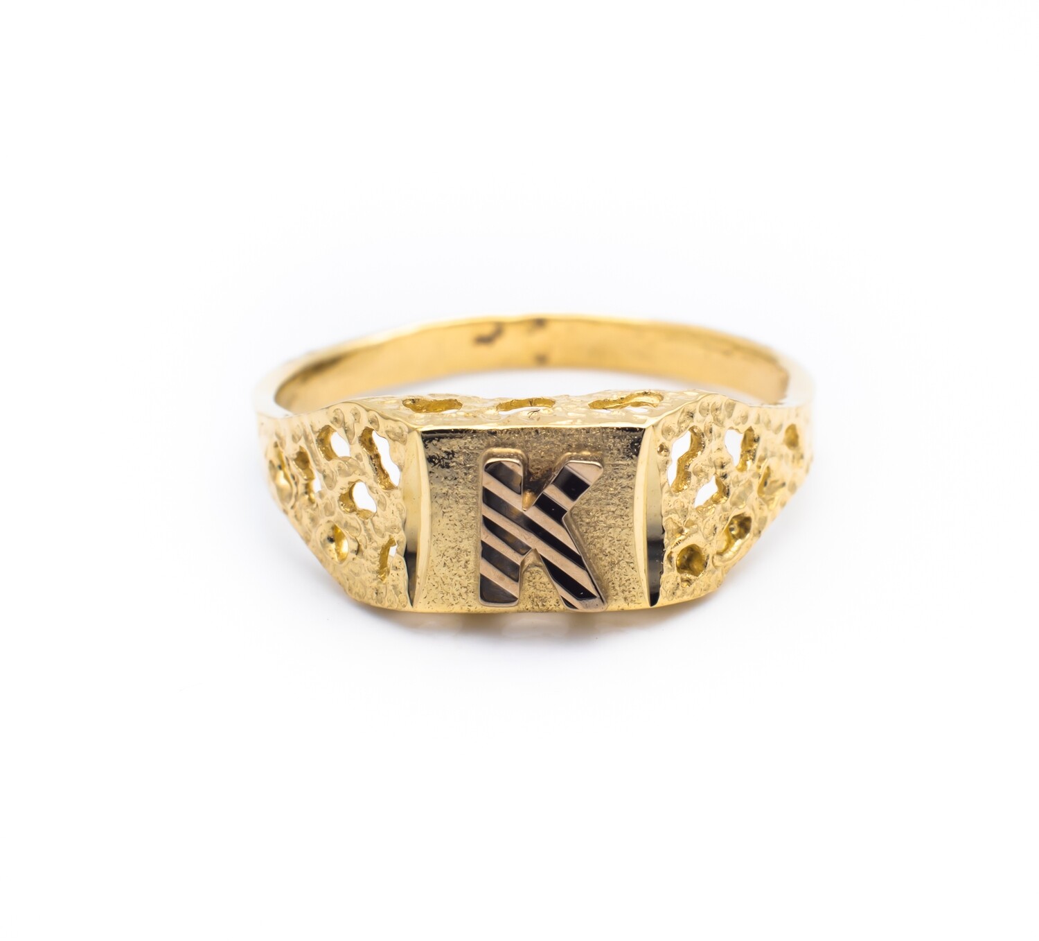 10K Yellow Gold Ring &quot;K&quot;. Size - 5 3/4