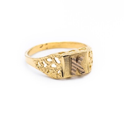 10K Yellow Gold Ring "K". Size - 5 3/4