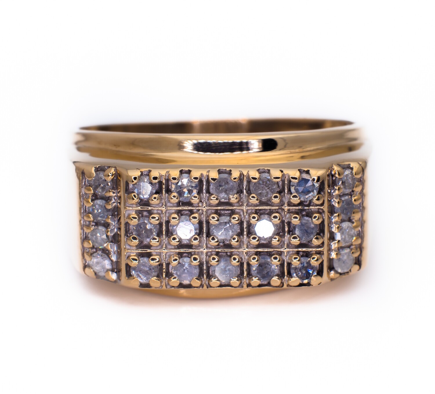 10K Yellow Gold Men Ring with Diamonds. Size - 10 1/2