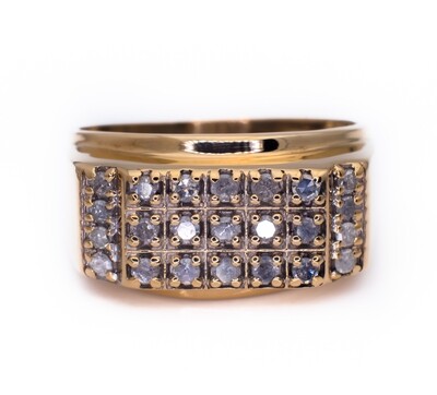 10K Yellow Gold Men Ring with Diamonds. Size - 10 1/2