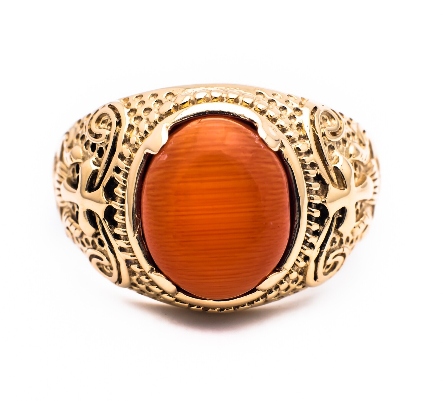 10K Yellow Gold Ring with Orange Garnet. Size - 10