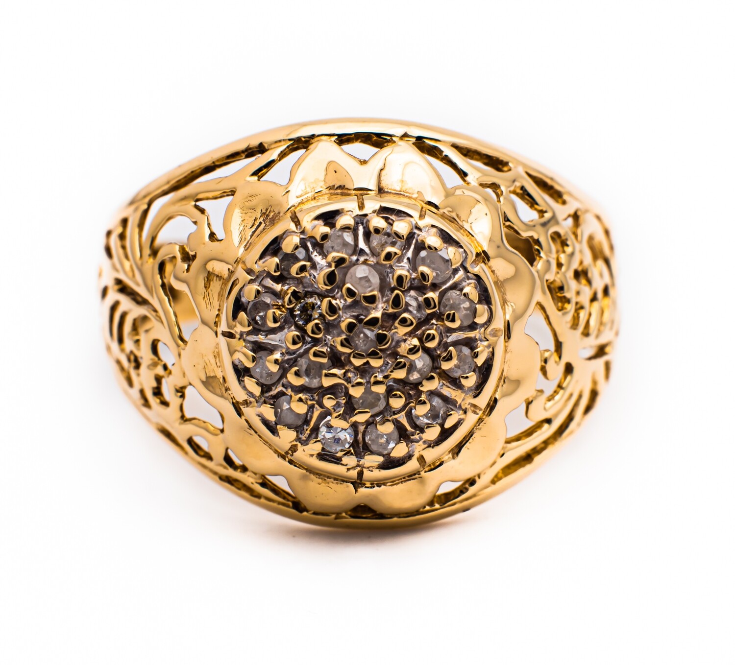 10K Yellow Gold Ring with Diamonds. Size - 9 1/2
