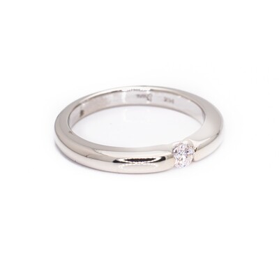 14K White Gold Diamond Ring Size 5.5