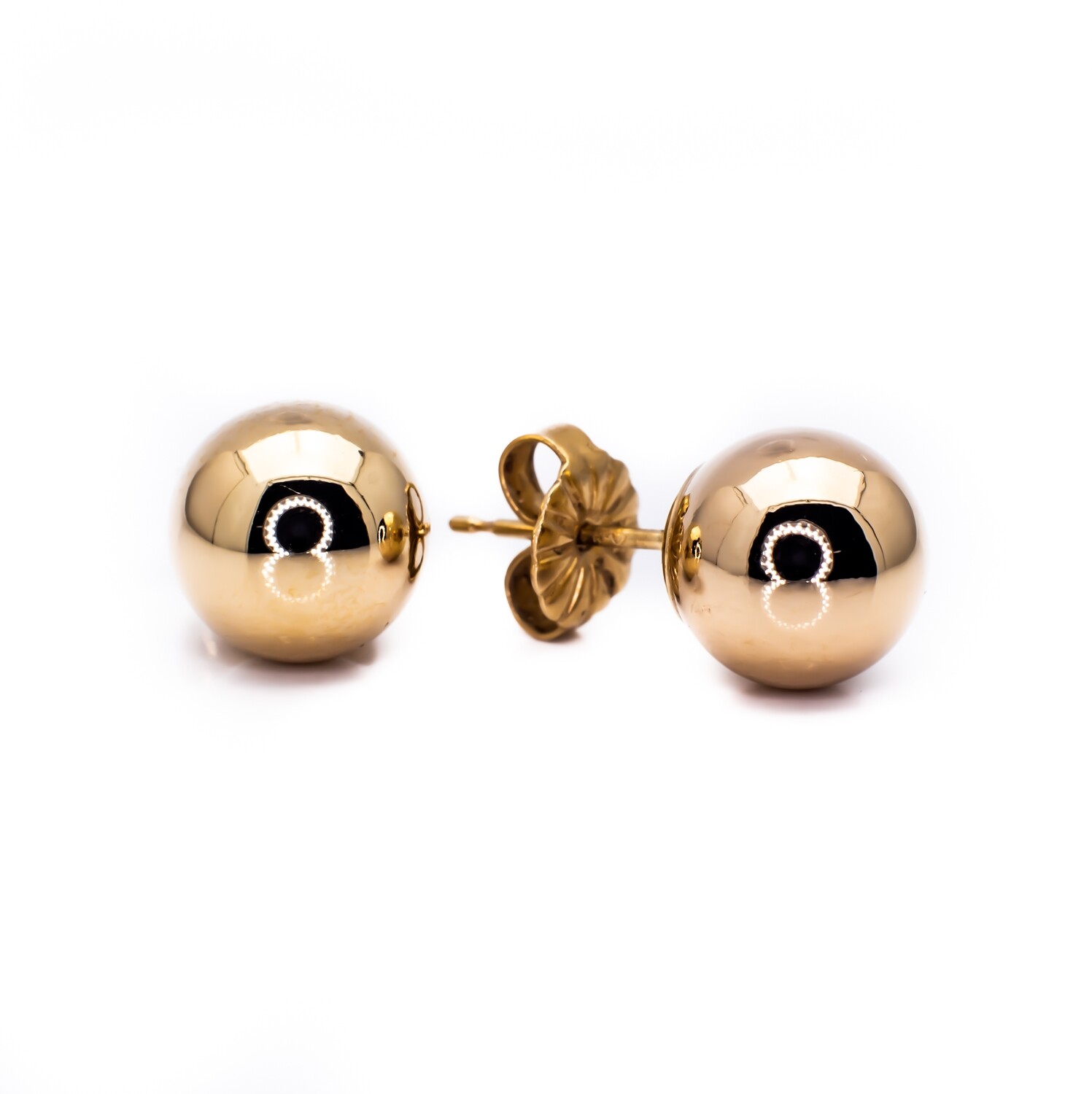 14k Yellow Gold Bead Ball Stud Earrings