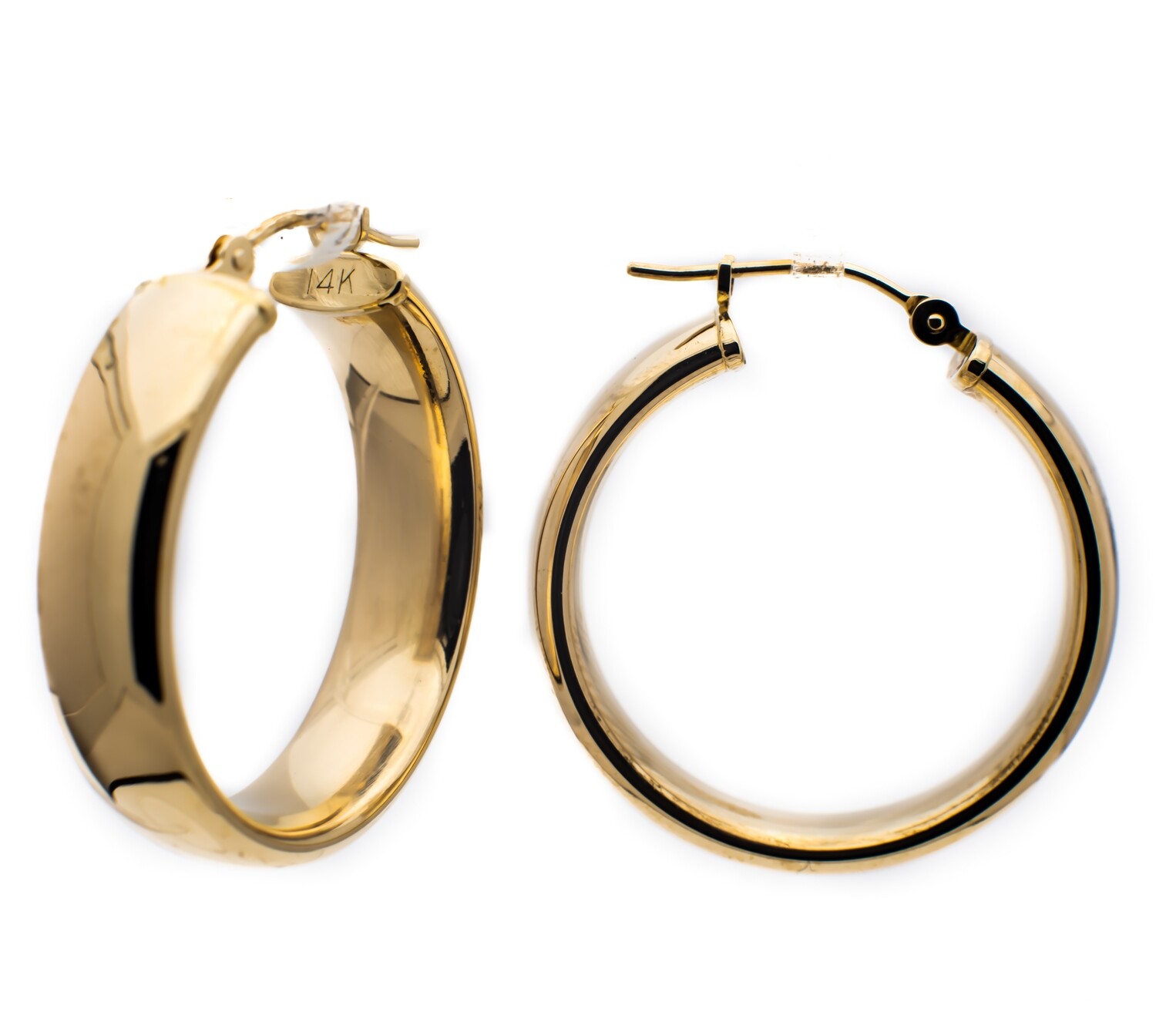 14K Gold Wide Hoop Earrings