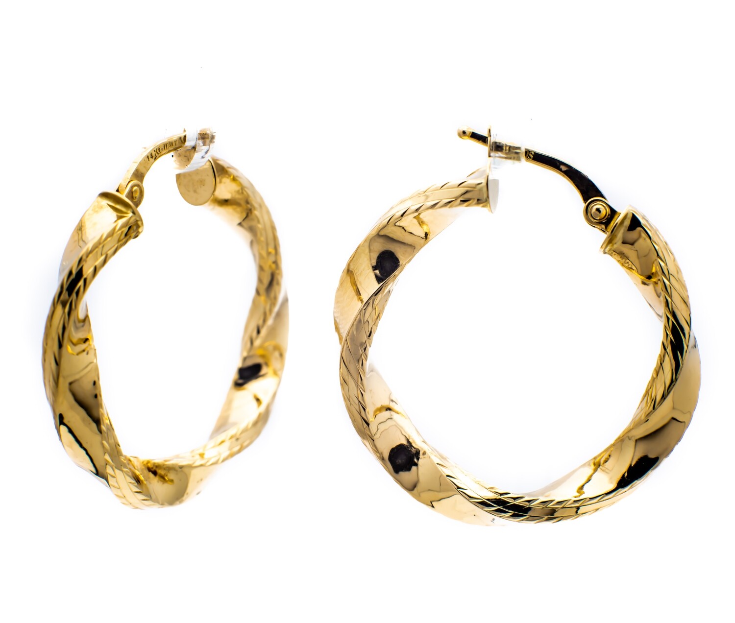 14K Gold Twisted Hoop Earrings